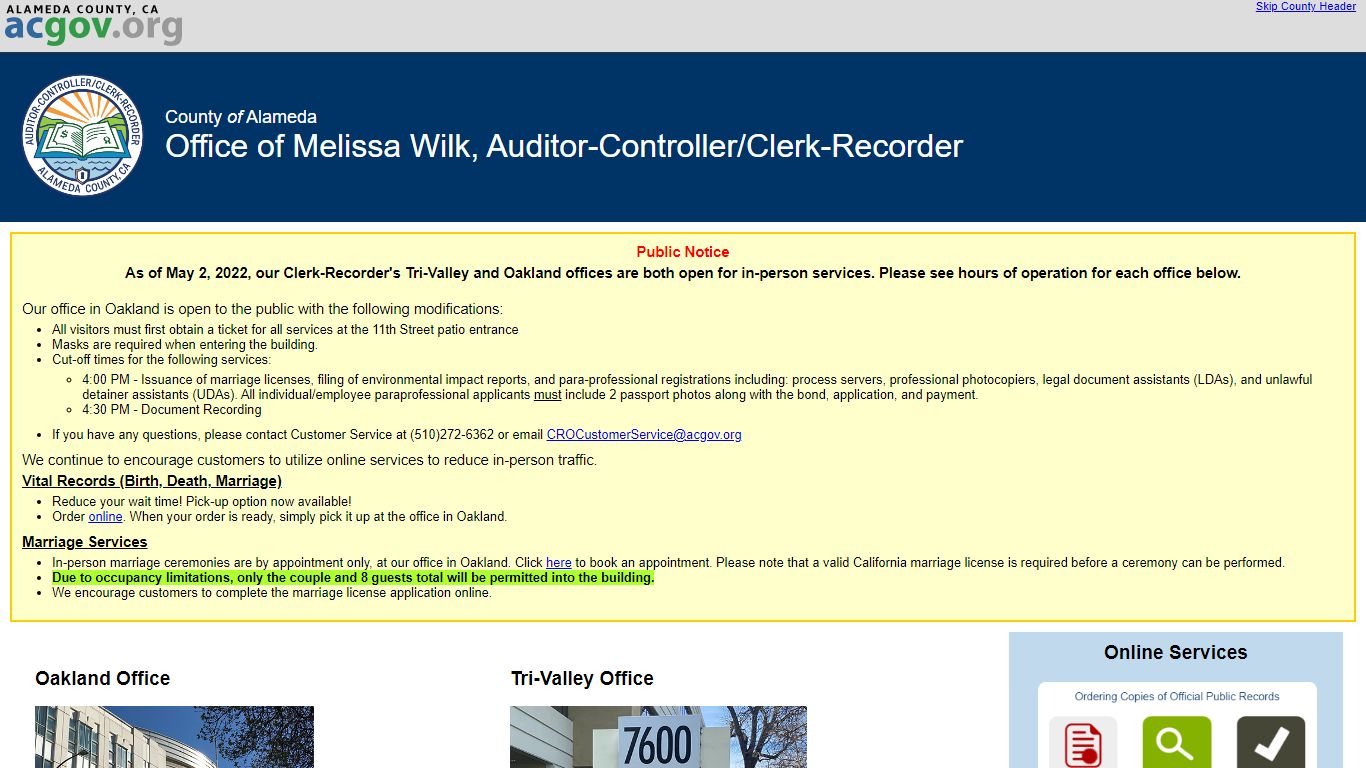 Clerk-Recorder's Office - Alameda County