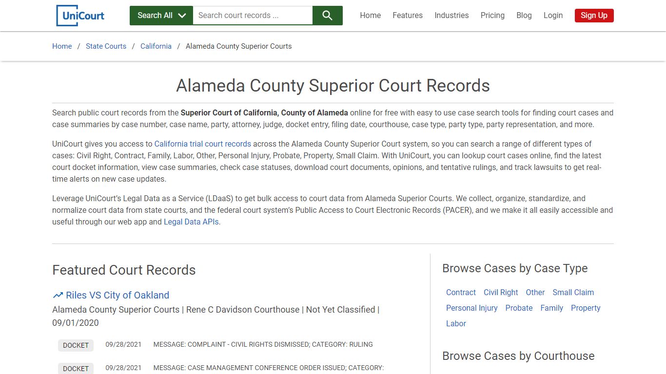 Alameda County Superior Court Records | California | UniCourt